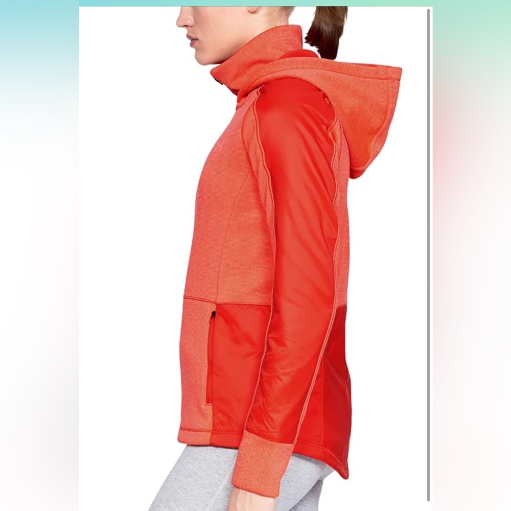 Under Armour Womens Small Neon Coral Red Orange Swacket Jacket Cold Gear Loose - Picture 4 of 8